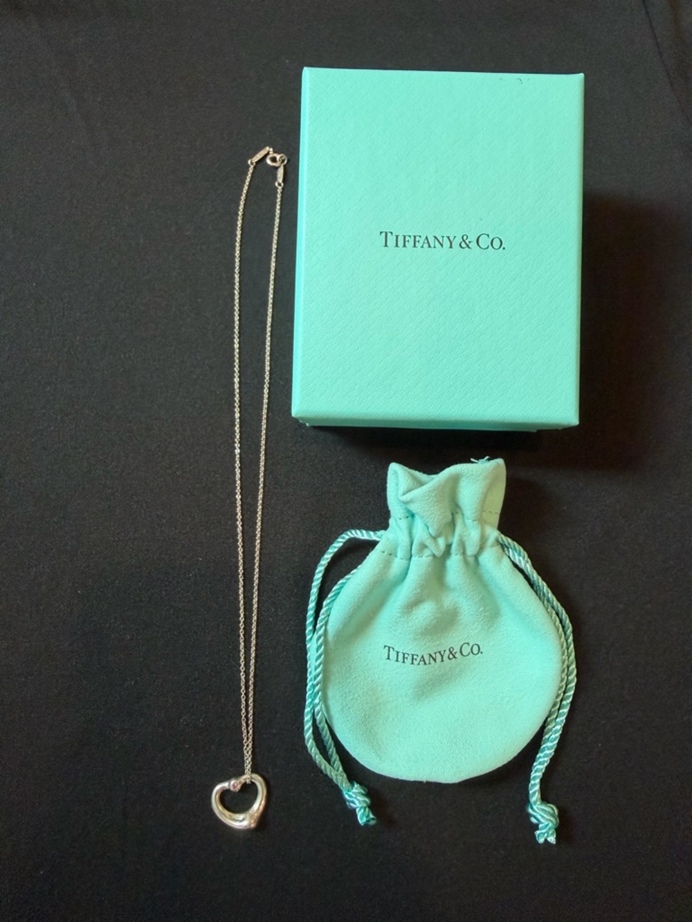 Tiffany & Co. Elsa Peretti Small Sterling
Open Heart w/Pink Tourmaline
Necklace